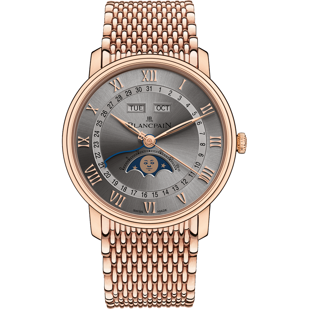 Blancpain 6654-3613-MMB : Villeret Quantième Complet 40mm Red Gold / Grey / Bracelet