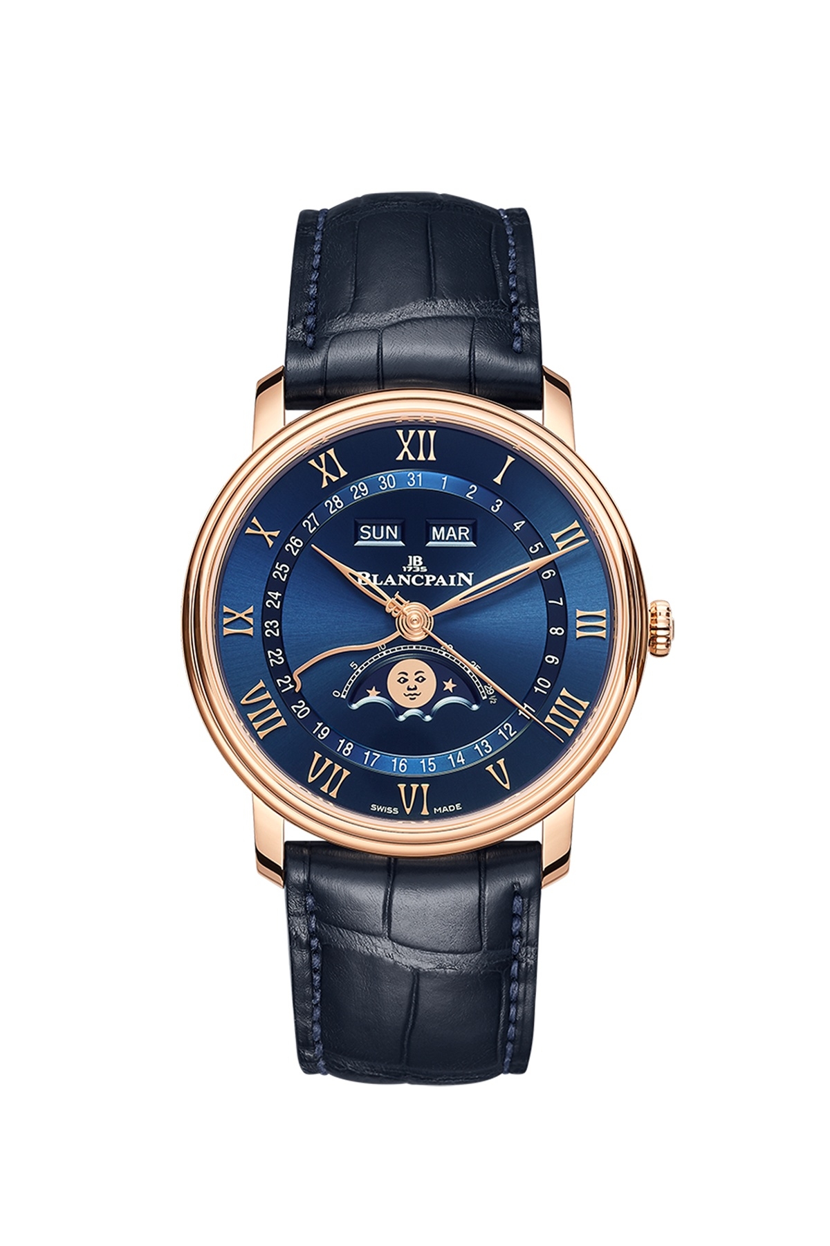 Blancpain 6654-3640-55 : Villeret Quantième Complet 40mm Red Gold / Blue