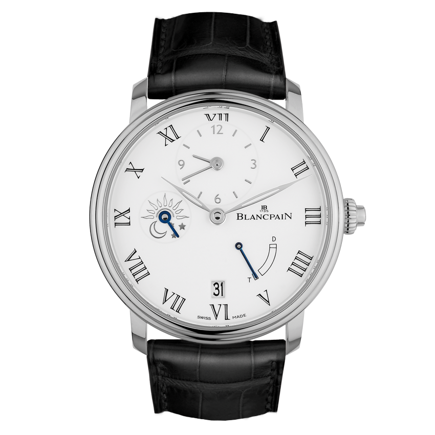 Blancpain 6661-1531-55B : Villeret Demi-Fuseau Horaire 8 Jours White Gold / Enamel