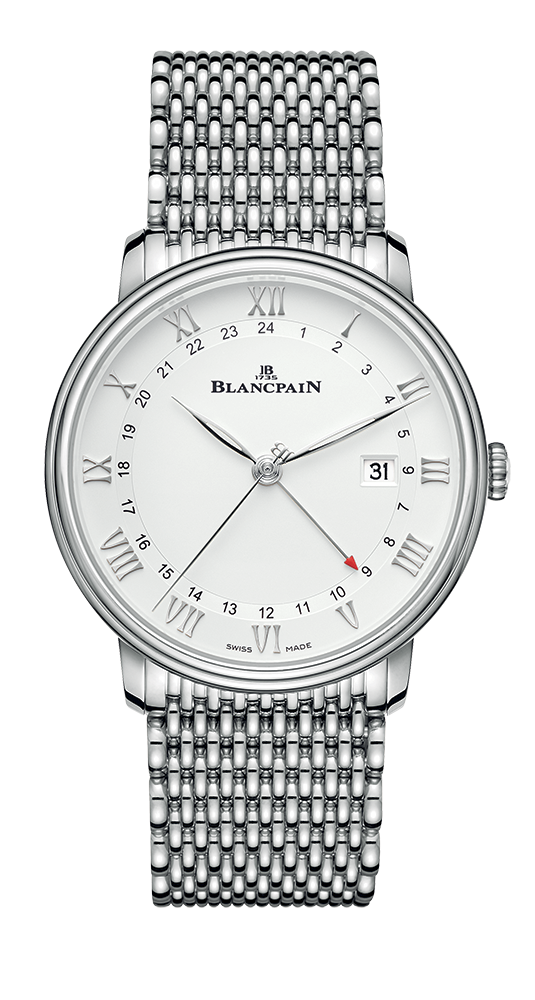 Blancpain 6662-1127-MMB : Villeret GMT Date Stainless Steel / White / Bracelet