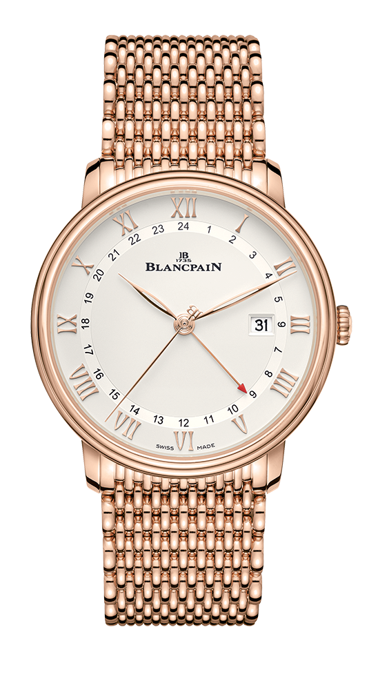 Blancpain 6662-3642-MMB : Villeret GMT Date Red Gold / Silver / Bracelet