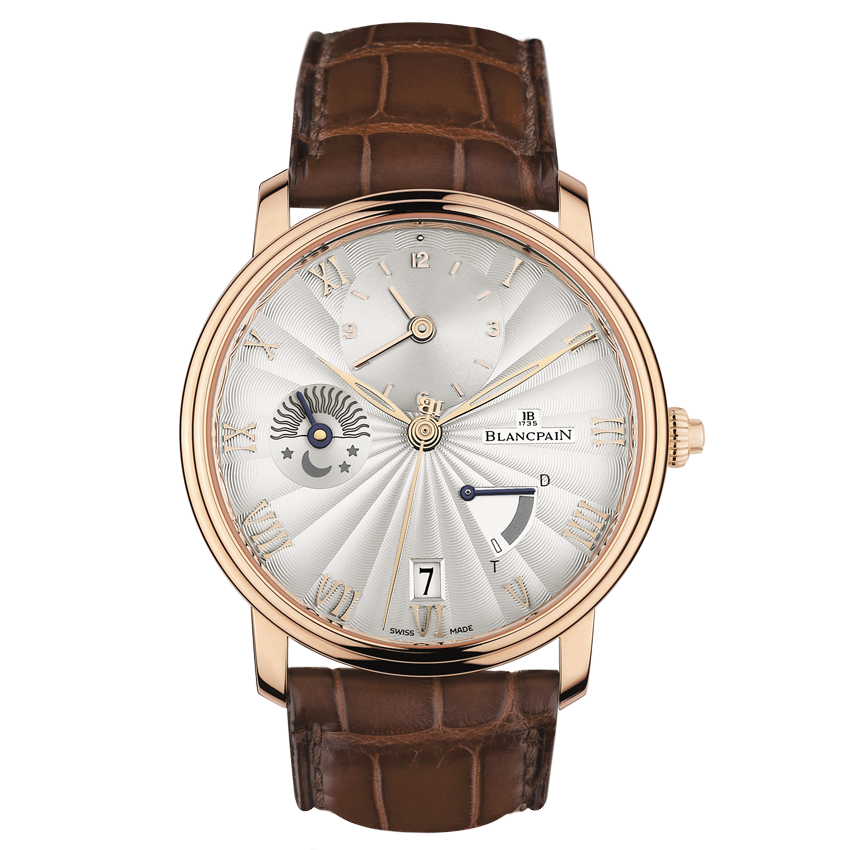 Blancpain 6665-3642-55B : Villeret Demi-Fuseau Horaire Demi-Savonette Red Gold / Opalin Flinque