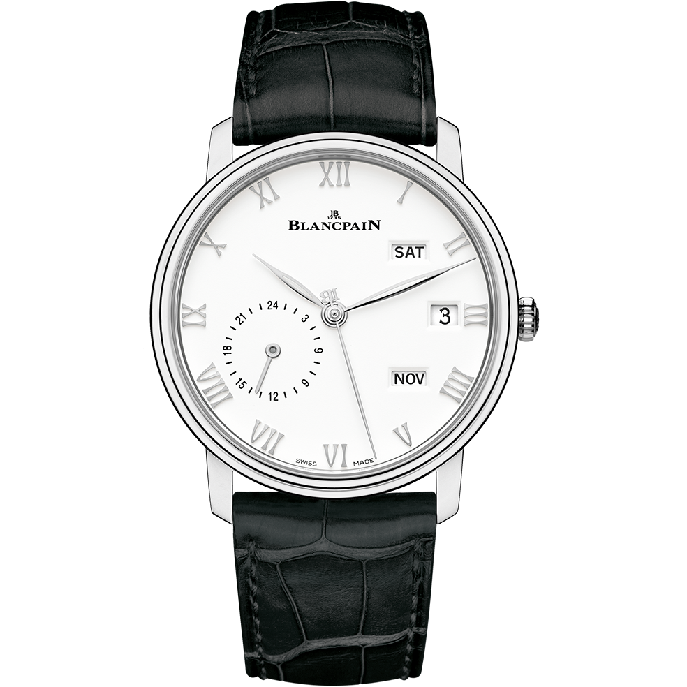 Blancpain 6670-1127-55 : Villeret Quantième Annuel GMT Stainless Steel / White