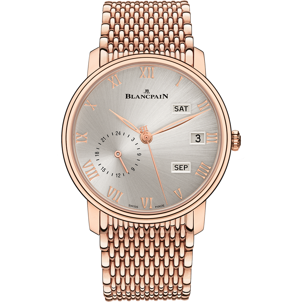 Blancpain 6670-3642-MMB : Villeret Quantième Annuel GMT Red Gold / Grey / Bracelet