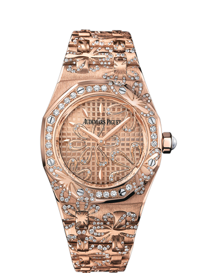 Audemars Piguet 67617OR.ZZ.1235OR.01 : Royal Oak 67617 Pink Gold / Pink / Floral