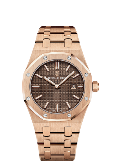 Audemars Piguet 67650OR.OO.1261OR.01 : Royal Oak 67650 Quartz Pink Gold / Brown