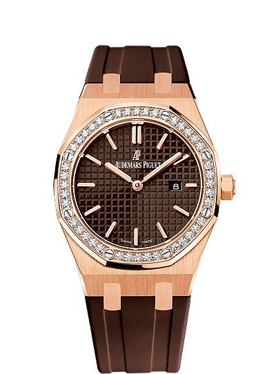 Audemars Piguet 67651OR.ZZ.D080CA.01 : Royal Oak 67651 Quartz Pink Gold / Brown / Rubber