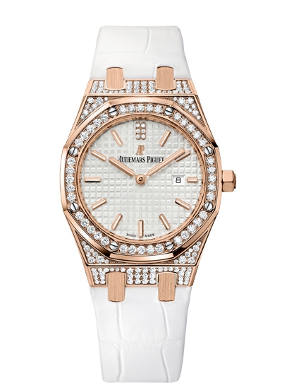 Audemars Piguet 67652OR.ZZ.D011CR.01 : Royal Oak 33 Quartz Pink Gold / Diamond / Silver / Strap