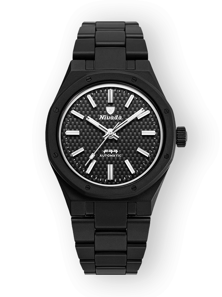 Nivada Grenchen 68004A77 : F77 Black Ceramic / Black / Bracelet