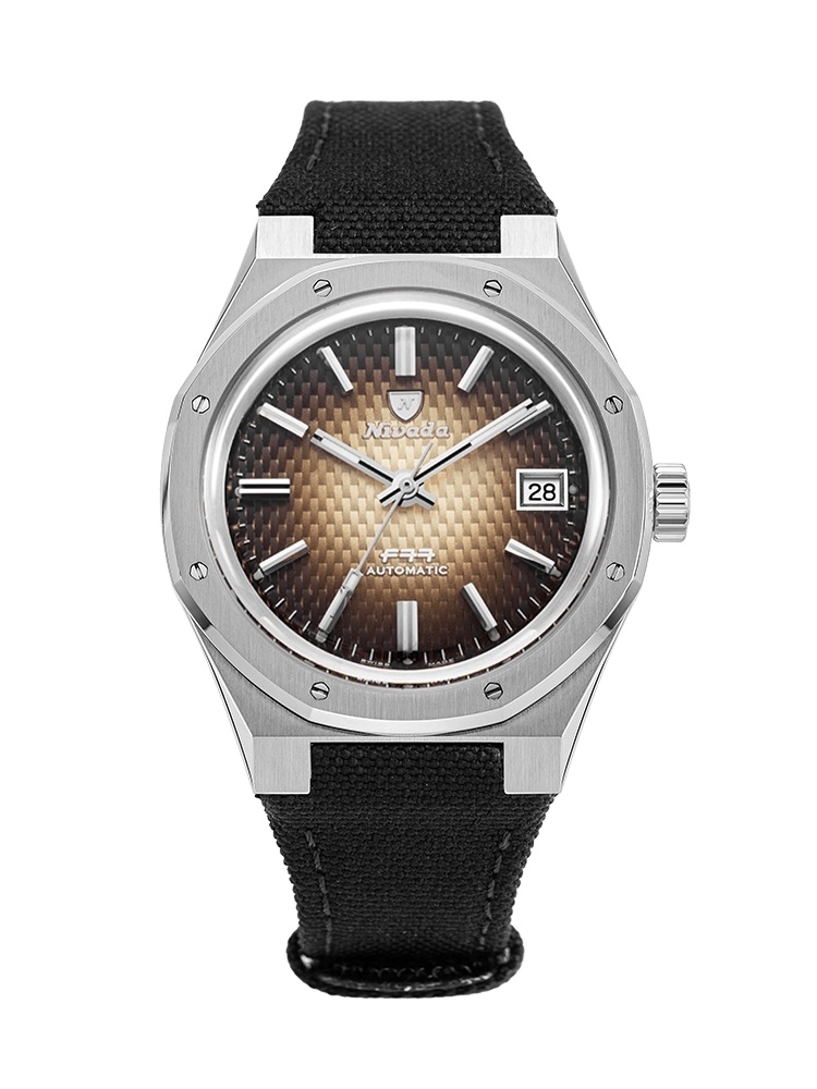 Nivada Grenchen 69002A77-BC : F77 Date Stainless Steel / Brown Smoked / Velcro