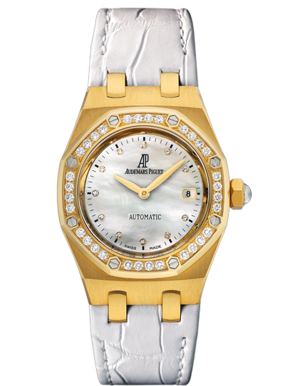 Audemars Piguet 77321BA.ZZ.D012CR.01 : Royal Oak Selfwinding 77321 Yellow Gold / Diamond / MOP / Alligator