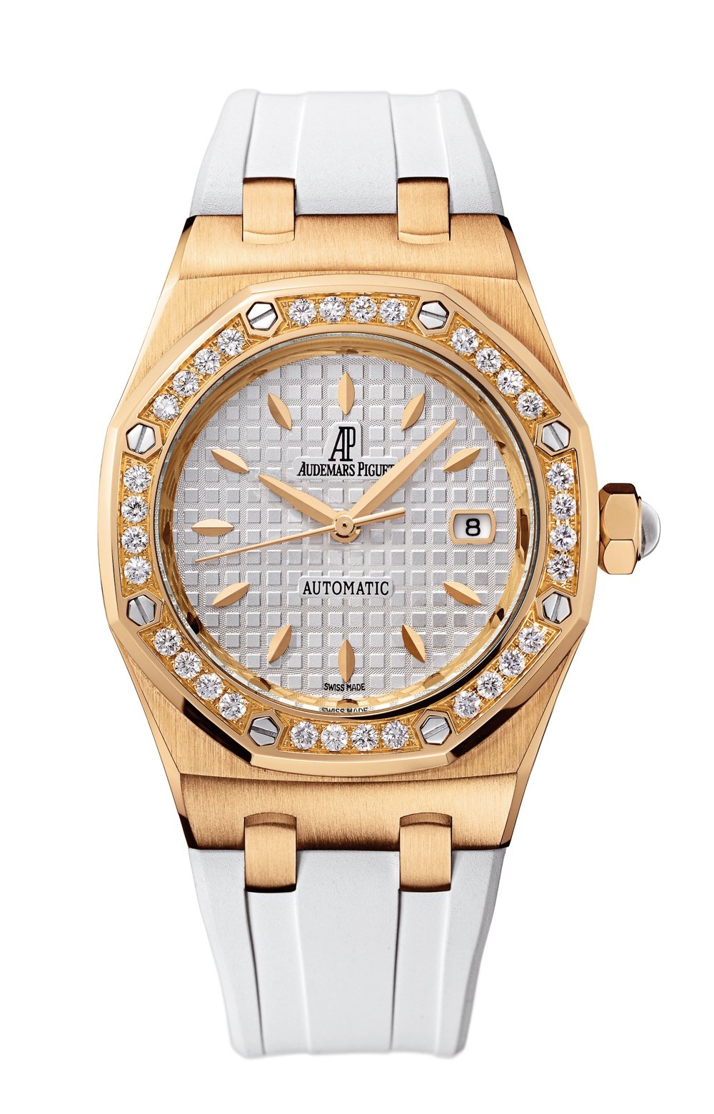 Audemars Piguet 77321OR.ZZ.D010CA.01 : Royal Oak Selfwinding 77321 Pink Gold / Diamond / Silver / Rubber
