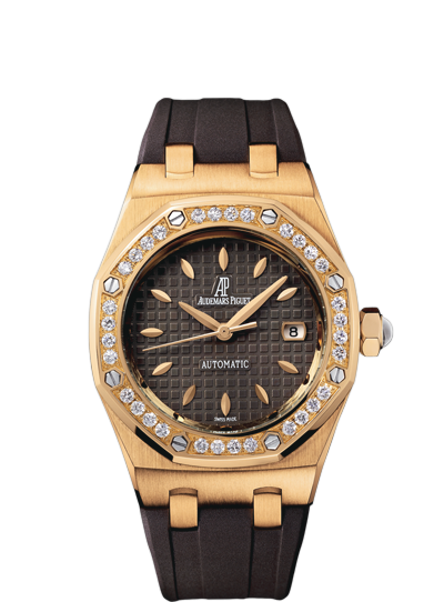 Audemars Piguet 77321OR.ZZ.D080CA.01 : Royal Oak Selfwinding 77321 Pink Gold / Diamond / Brown / Rubber