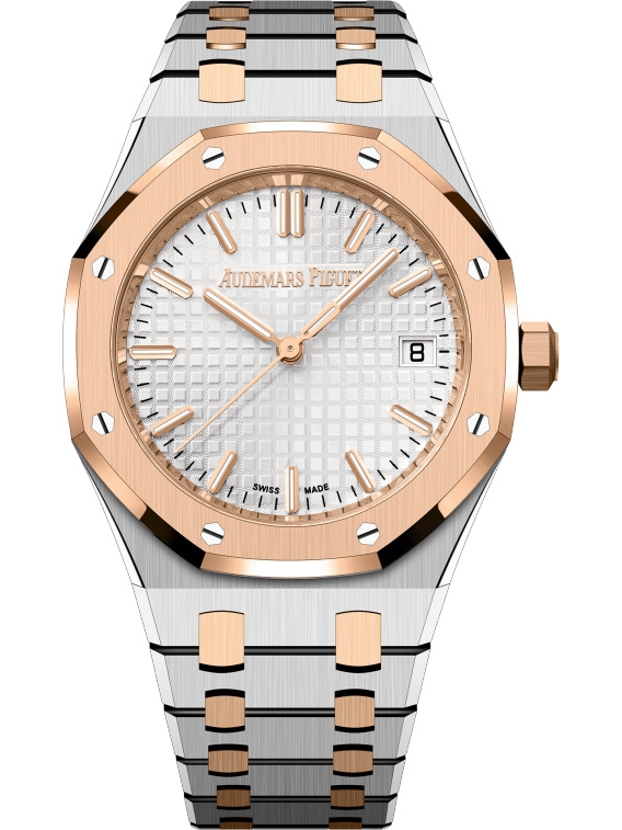 Audemars Piguet 77450SR.OO.1361SR.01 : Royal Oak Selfwinding 34 Stainless Steel - Pink Gold / Silver / Bracelet / 50th Anniversary