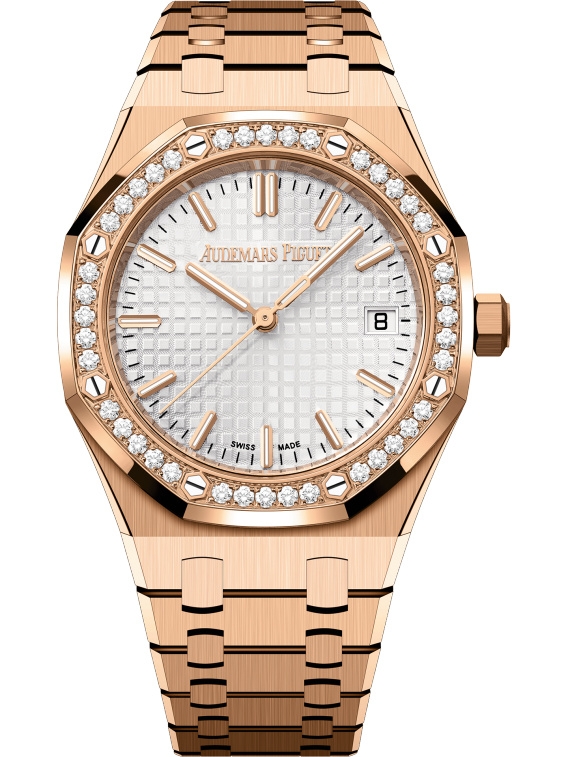 Audemars Piguet 77451OR.ZZ.1361OR.01 : Royal Oak Selfwinding 34 Pink Gold - Diamond / Silver / Bracelet / 50th Anniversary