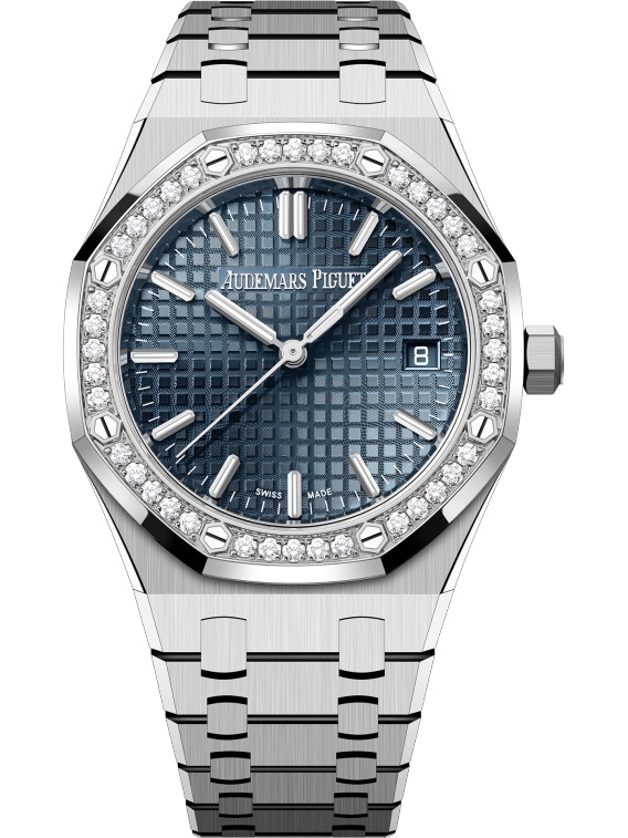 Audemars Piguet 77451ST.ZZ.1361ST.04 : Royal Oak Selfwinding 34 Stainless Steel - Diamond / Blue