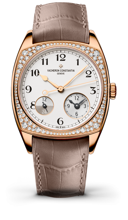 Vacheron Constantin 7805S/000R-B140 : Harmony Dual Time Pink Gold With Diamonds / Black Numerals