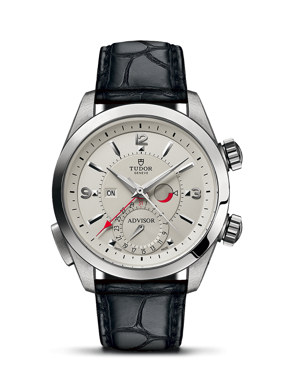 Tudor 79620T-0011 : Heritage Advisor Stainless Steel / TItanium / Silver / Alligator