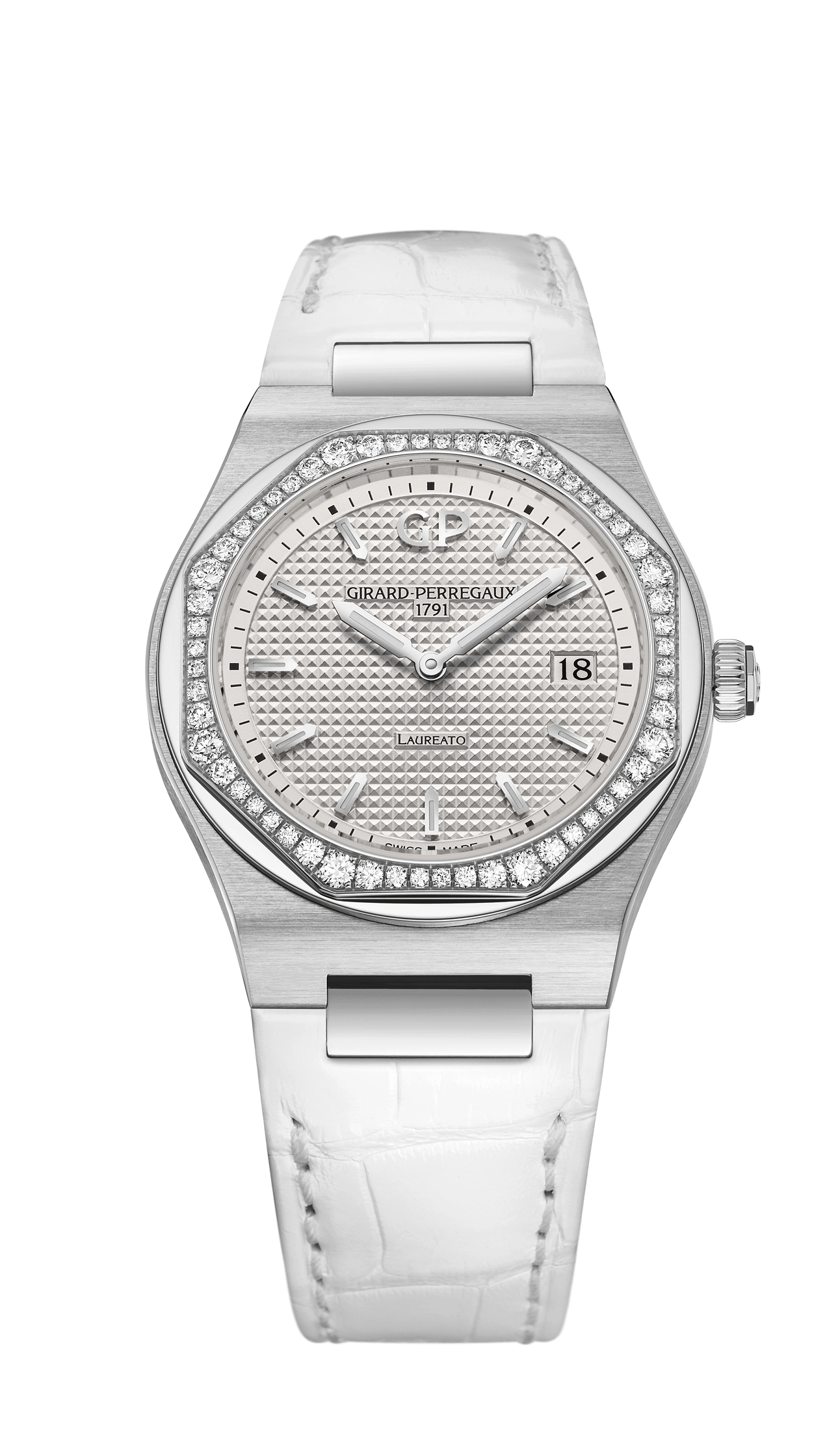 Girard-Perregaux 80189D11A131-CB6A : Laureato 34 Quartz Stainless Steel / Diamond / Silver / Alligator