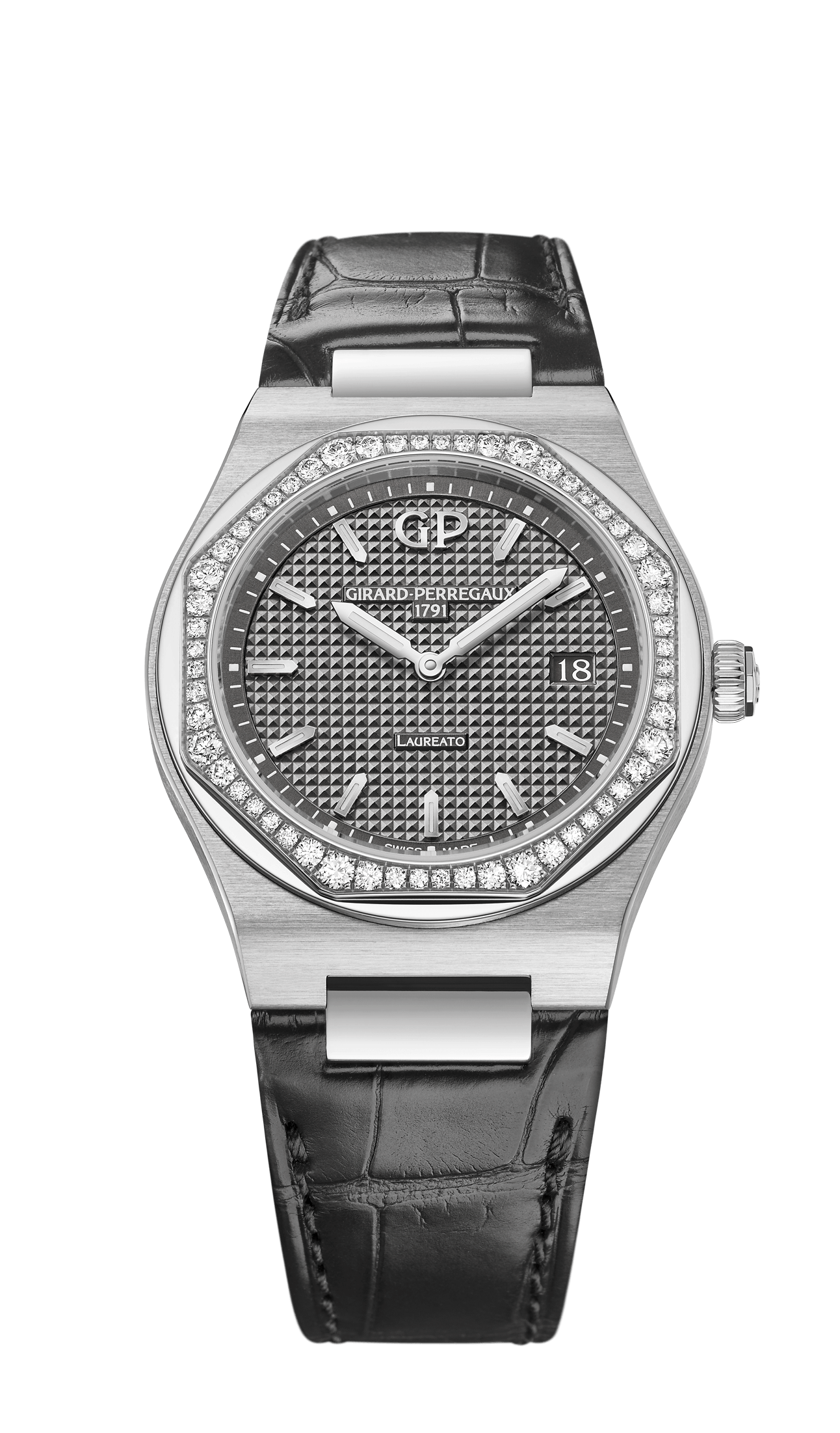Girard-Perregaux 80189D11A231-CB6A : Laureato 34 Quartz Stainless Steel / Diamond / Grey / Alligator