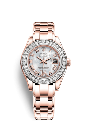 Rolex 80285-0009 : Datejust Pearlmaster 29 Everose Diamond / MOP Roman
