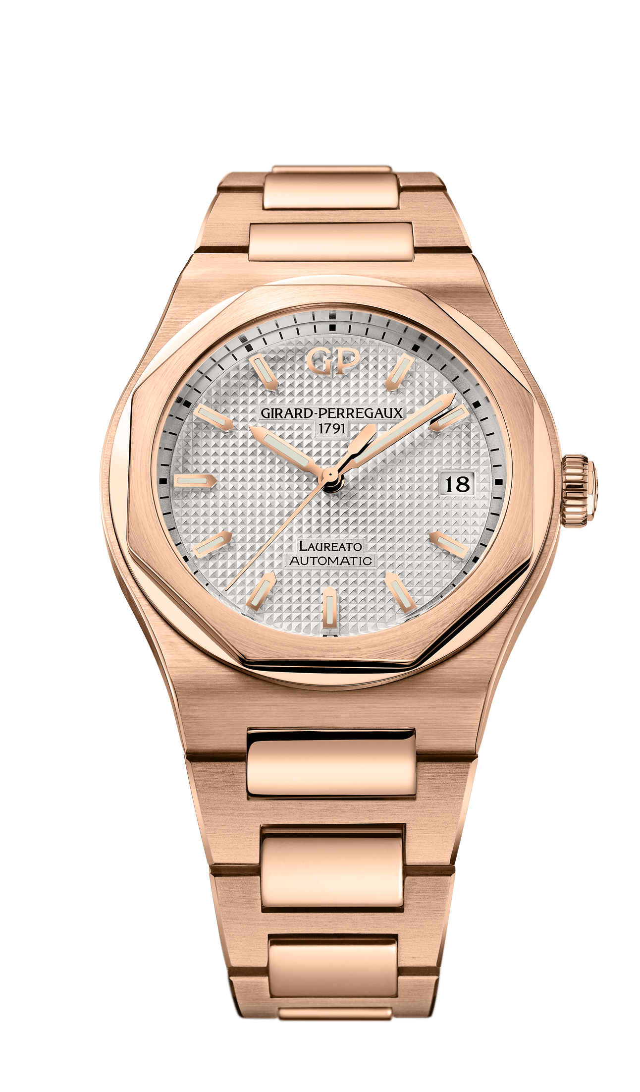 Girard-Perregaux 81005-52-132-52A : Laureato 38 Automatic Pink Gold / Silver