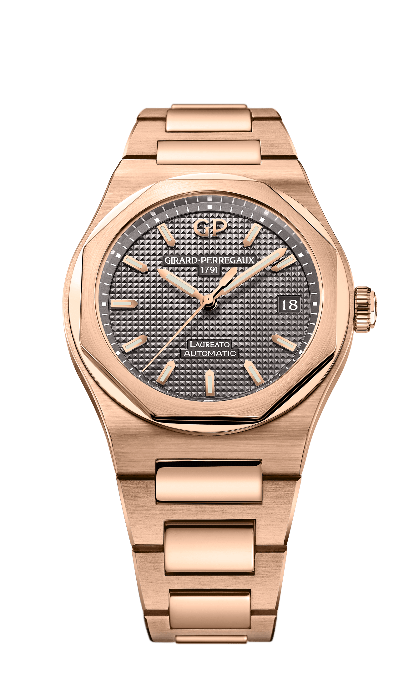 Girard-Perregaux 81005-52-232-52A : Laureato 38 Automatic Pink Gold / Grey