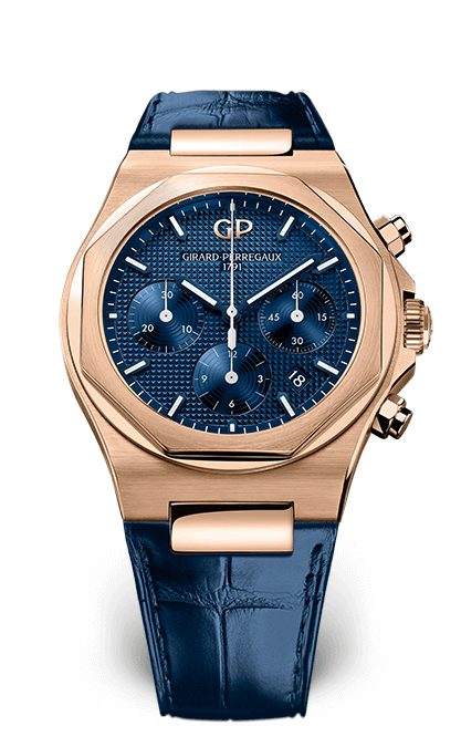 Girard-Perregaux 81020-52-432-BB4A : Laureato 42 Chronograph Pink Gold / Blue / Alligator