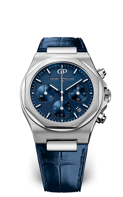 Girard-Perregaux 81040-11-431-BB4A : Laureato 38 Chronograph Stainless Steel / Blue / Alligator