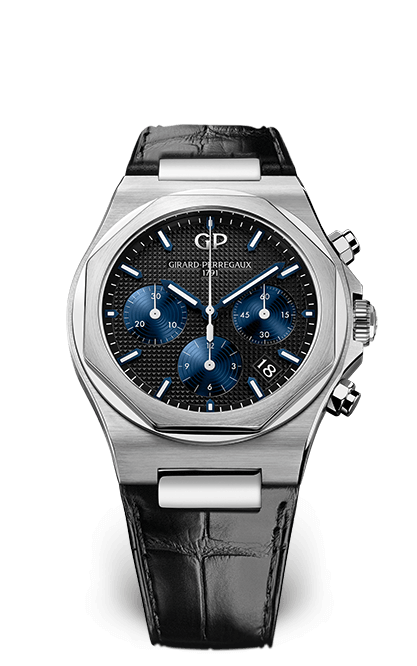Girard-Perregaux 81040-11-631-BB6A : Laureato 38 Chronograph Stainless Steel / Black / Alligator
