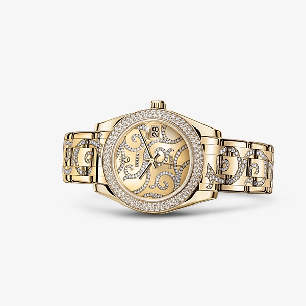Rolex 81338-0092 : Datejust Pearlmaster 34 Yellow Gold Diamond Arabesque