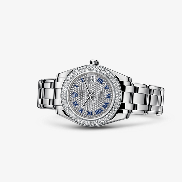 Rolex 81339-0012 : Datejust Pearlmaster 34 White Gold Diamond / Paved Roman