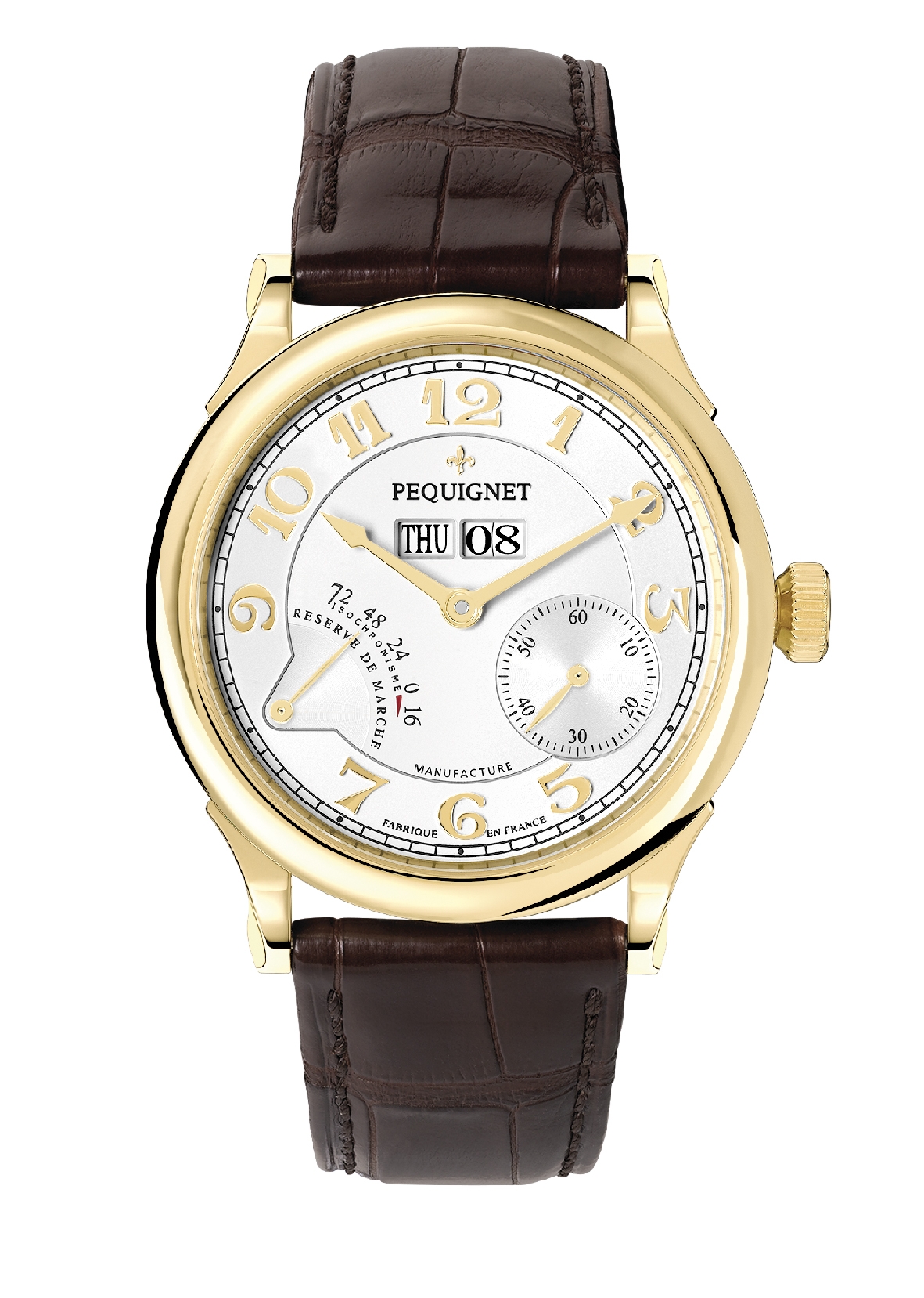 Pequignet 9001438CG : Paris Royal Yellow Gold / Brown Strap