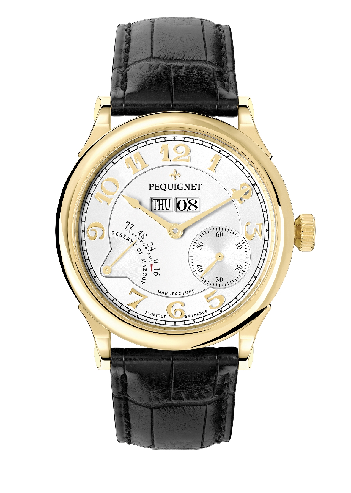 Pequignet 9001438CN : Paris Royal Yellow Gold / Black Strap