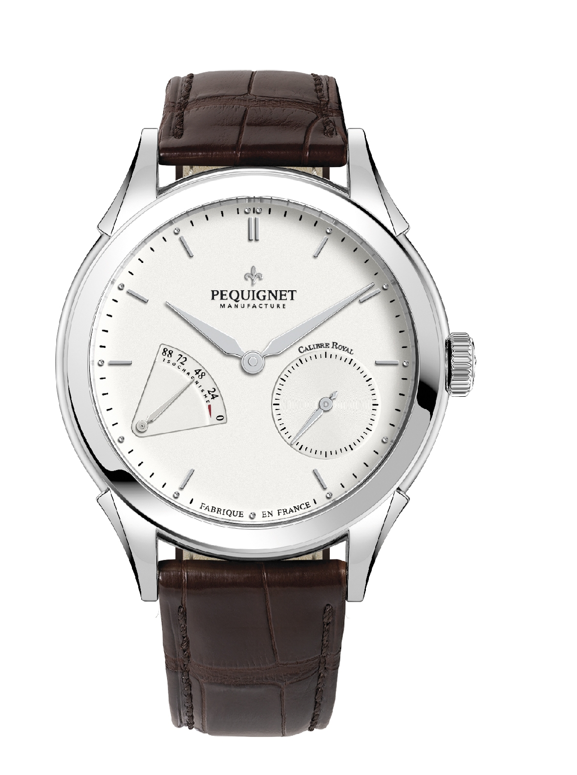 Pequignet 9010133CG : Rue Royale Stainless Steel / Silver / Brown Alligator