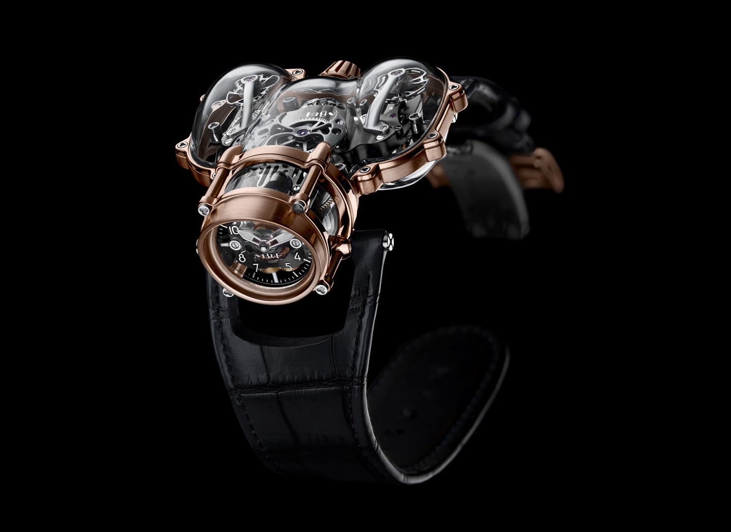 MB&F 91.SRL.BL : Horological Machine N°9 HM9 Sapphire Vision Red Gold / Black