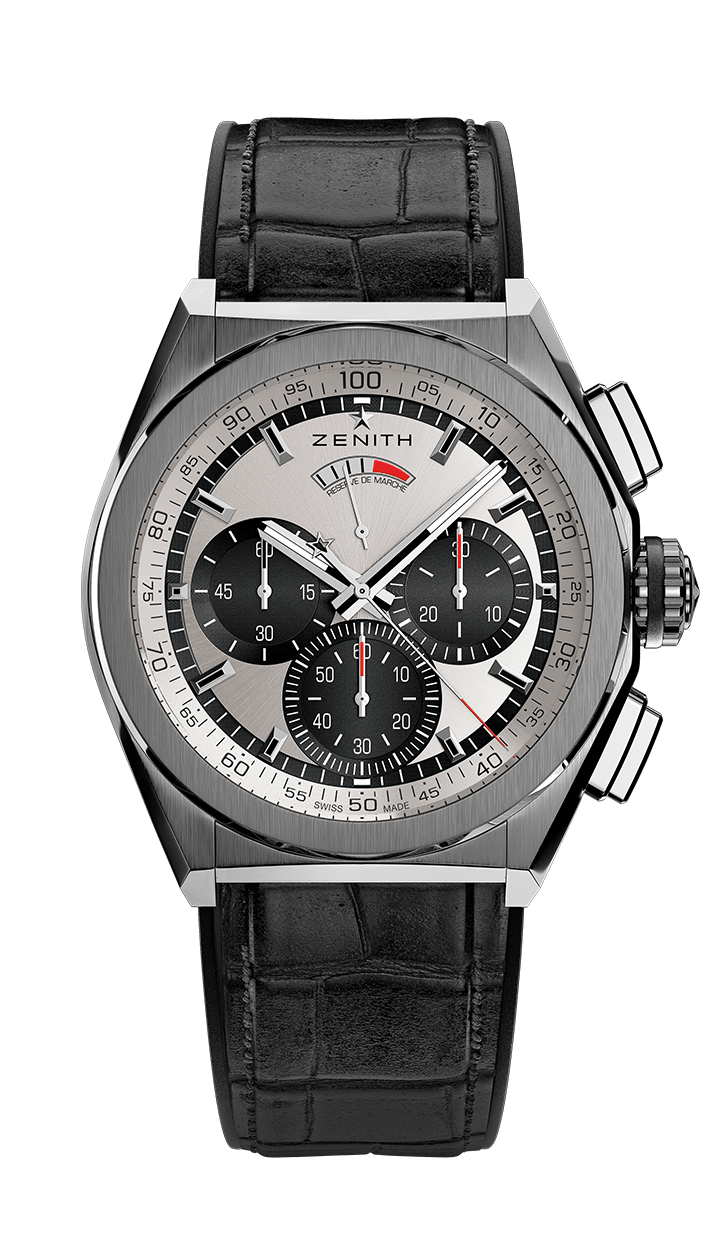 Zenith 95.9001.9004/01.R582 : Defy El Primero 21 Titanium / Silver Panda / Alligator