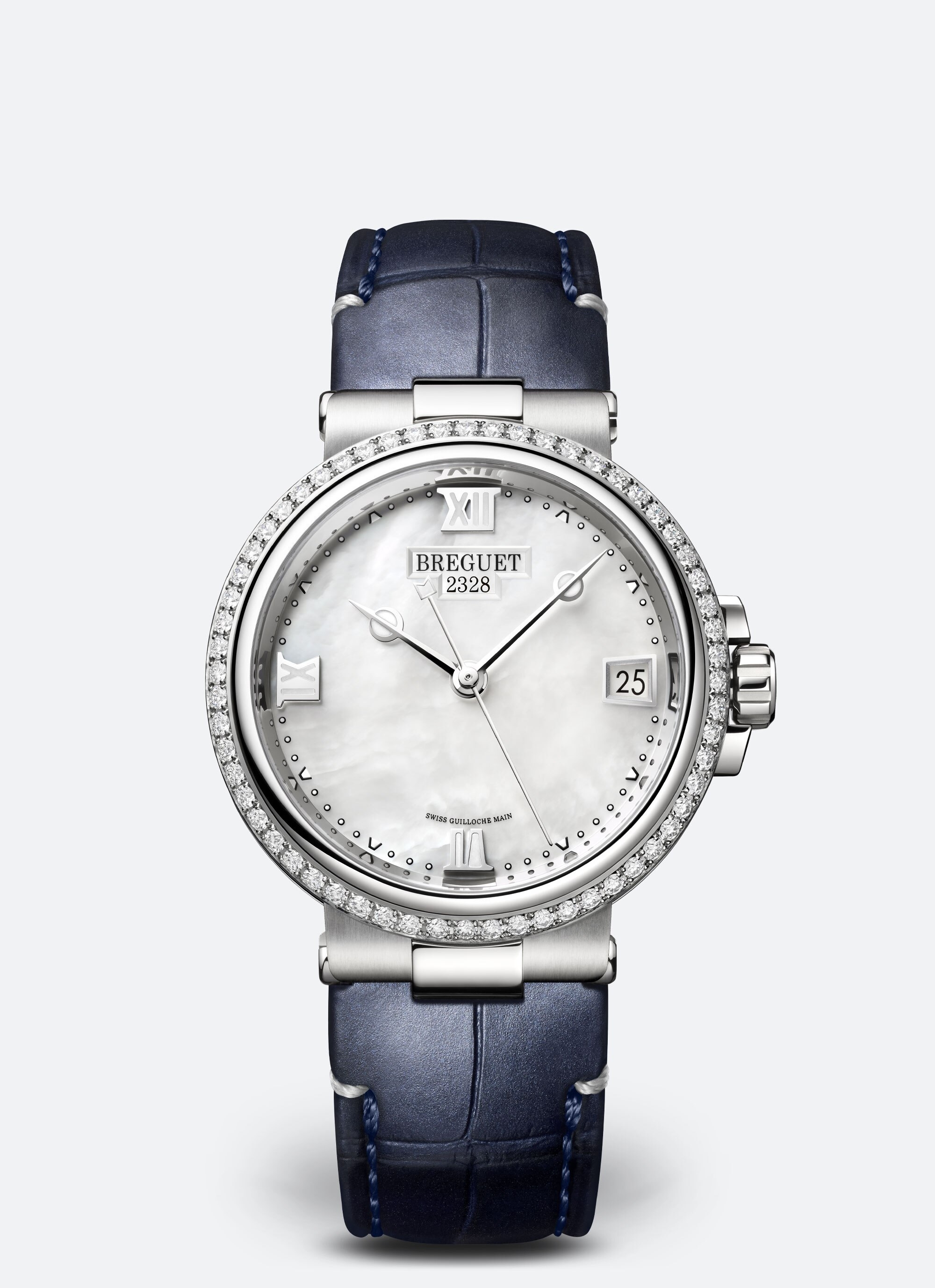 Breguet 9518ST/5W/984/D000 : Marine Dame 9518 Stainless Steel - Diamond / MOP  / Alligator