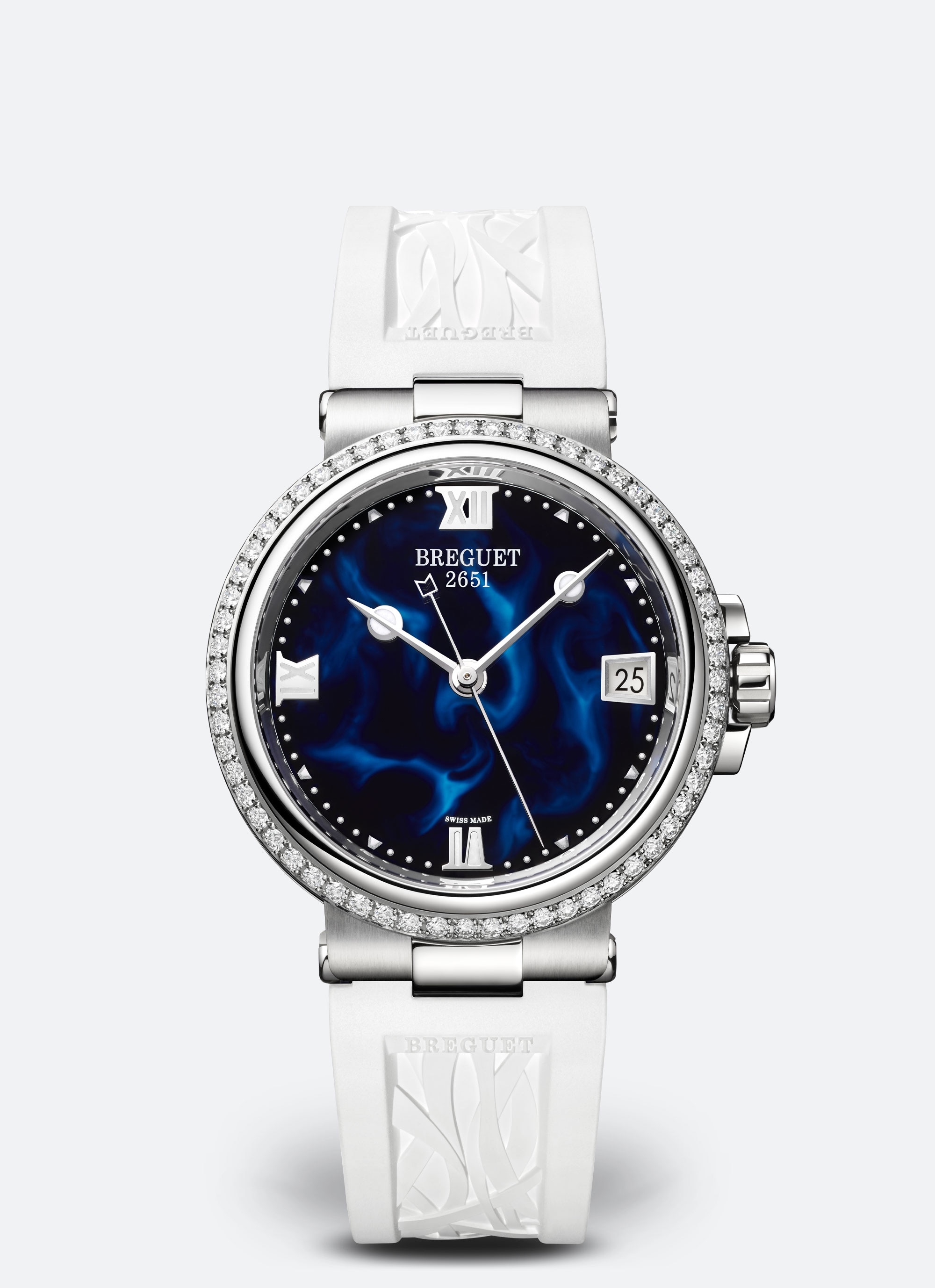 Breguet 9518ST/E2/584/D000 : Marine Dame 9518 Stainless Steel - Diamond / Blue / Rubber