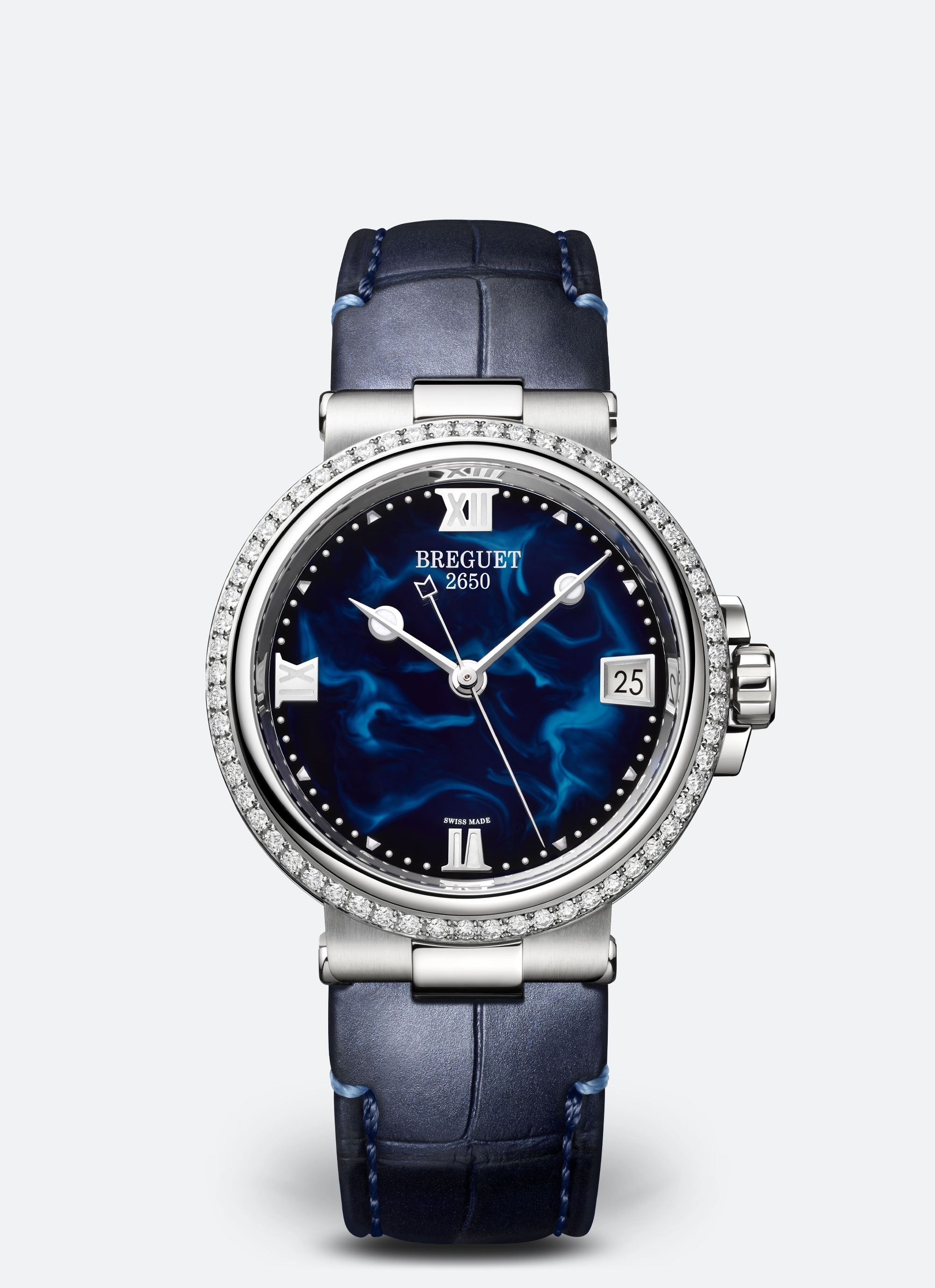Breguet 9518ST/E2/984/D000 : Marine Dame 9518 Stainless Steel - Diamond / Blue / Alligator