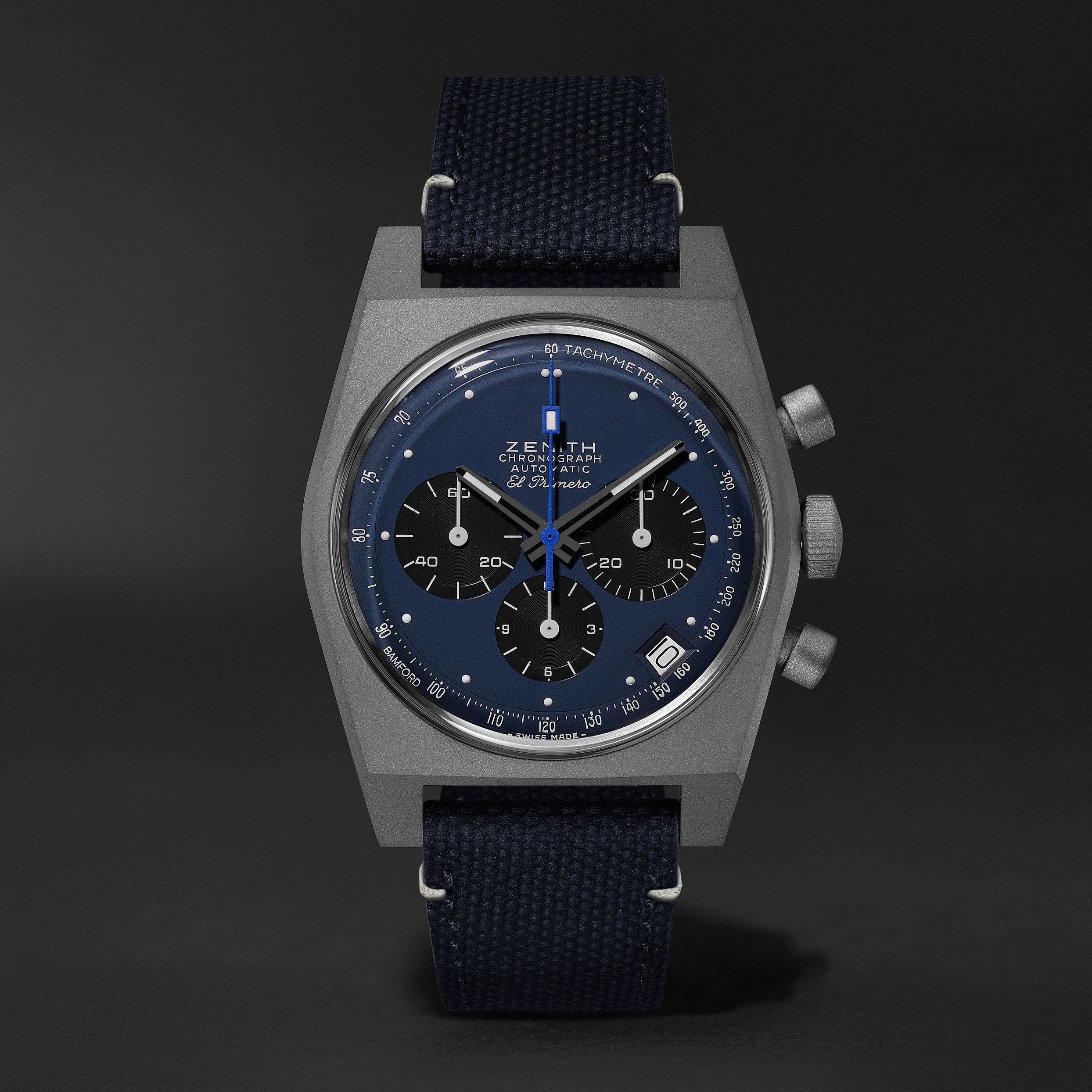 Zenith 97.A384.400/27.C821 : El Primero A384 Edge of Space Titanium / Blue / Rubber