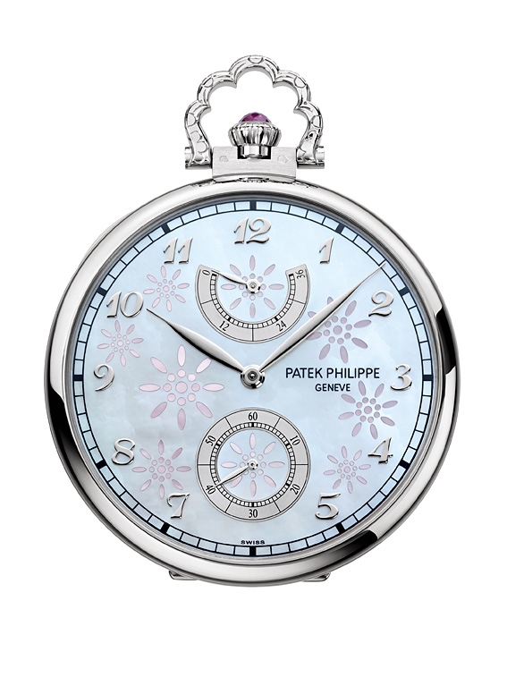 Patek Philippe 982/140G : Pocket Watch Lepine Power Reserve White Gold / Geisha under a Cherry Tree