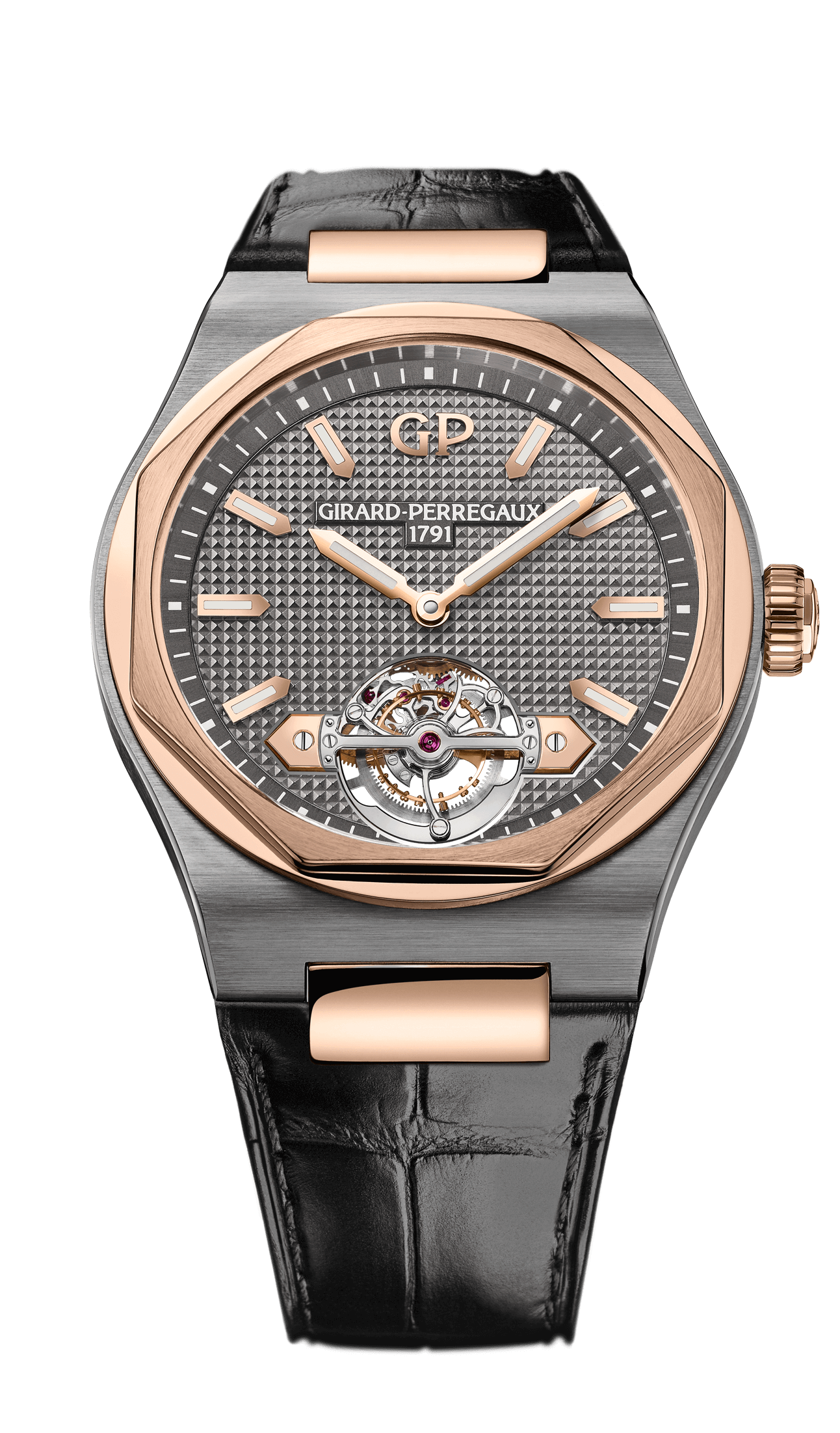 Girard-Perregaux 99105-26-231-BB6A : Laureato 45 Tourbillon Titanium / Pink Gold / Grey / Alligator