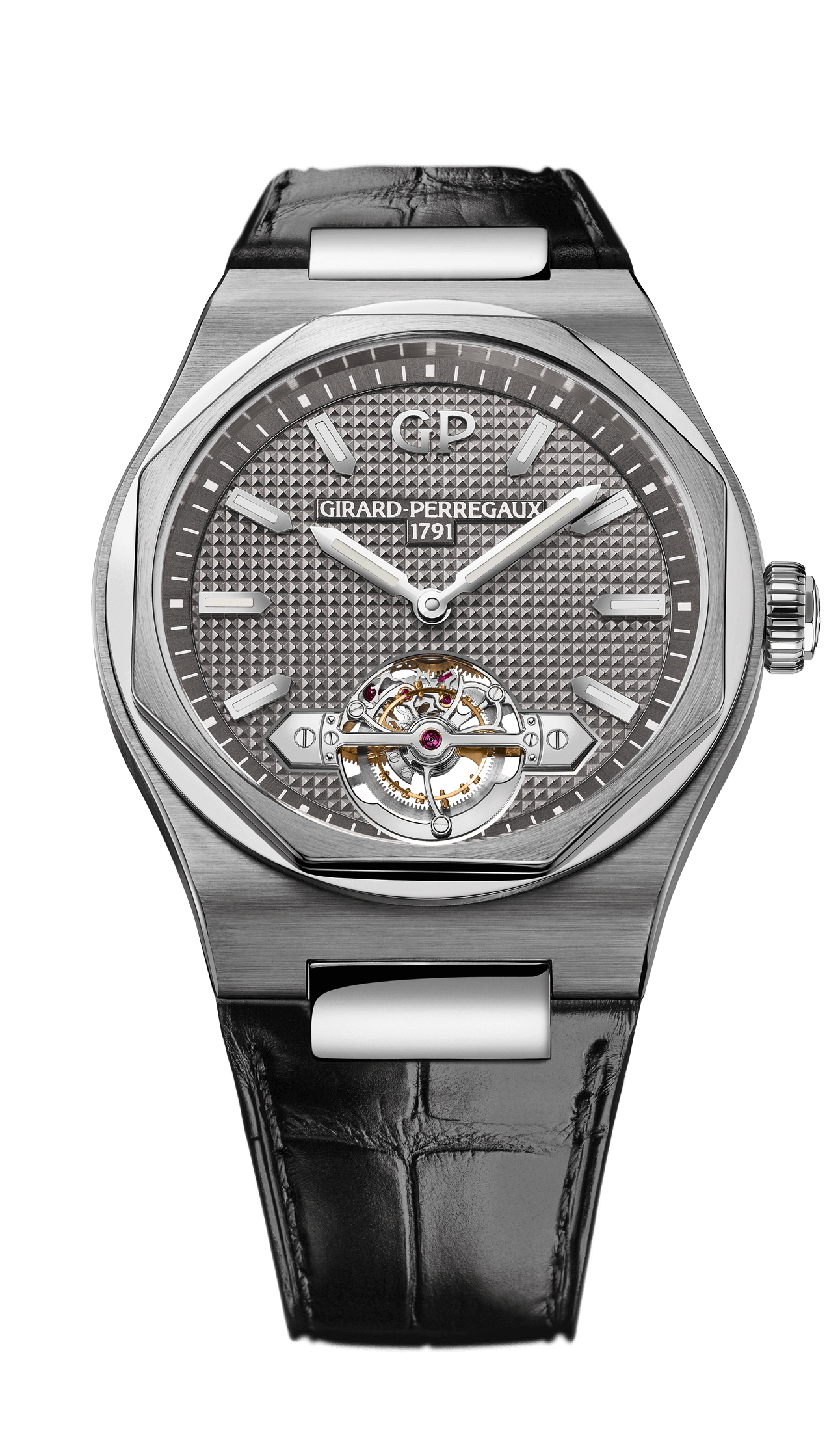 Girard-Perregaux 99105-41-232-BB64 : Laureato 45 Tourbillon Titanium / White Gold / Grey / Alligator