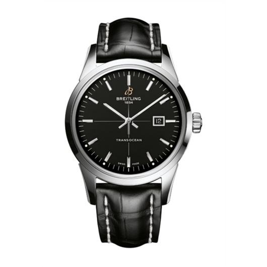 Breitling A1036012/BA91/743P/A20BA.1 : Transocean Date Stainless Steel / Black / Croco / Pin