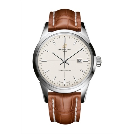 Breitling A1036012/G721/737P/A20BA.1 : Transocean Date Stainless Steel / Silver / Croco / Pin
