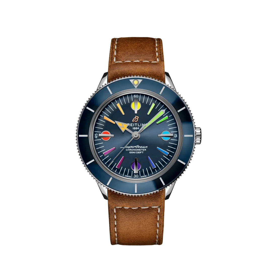Breitling A103702A1C1X1 : Superocean Heritage '57 Stainless Steel / Blue Rainbow / Calf / Pin