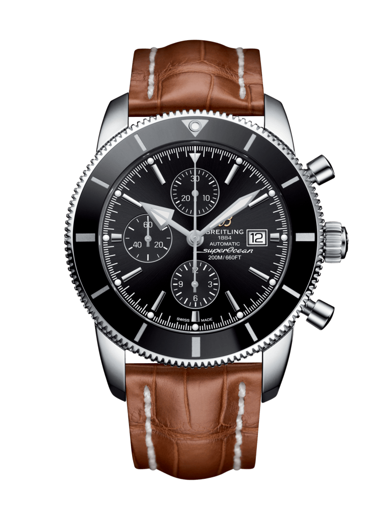 Breitling A1331212/BF78/754P/A20BA.1 : Superocean Heritage II 46 Chronograph Stainless Steel / Black / Black /  Croco / Pin