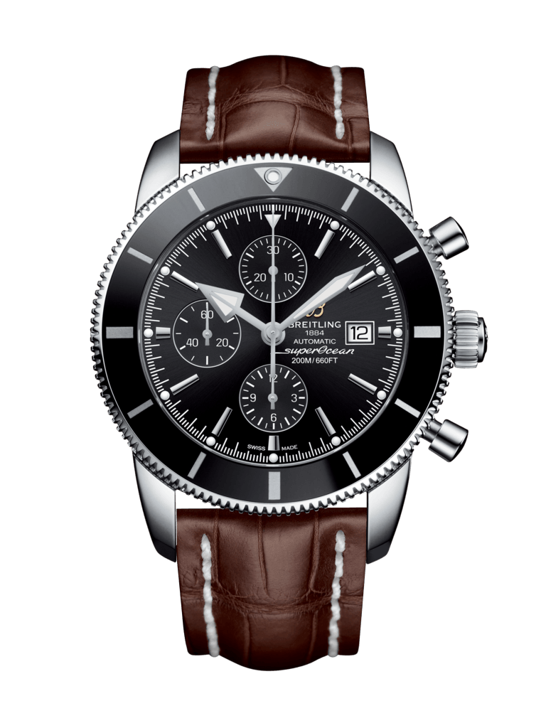 Breitling A1331212/BF78/757P/A20D.1 : Superocean Heritage II 46 Chronograph Stainless Steel / Black / Black /  Croco / Folding