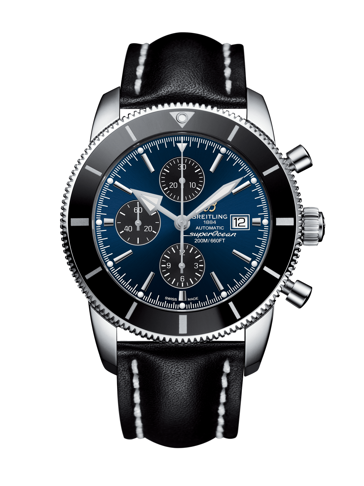 Breitling A1331212/C968/441X/A20BA.1 : Superocean Heritage II 46 Chronograph Stainless Steel / Black / Blue / Calf / Pin